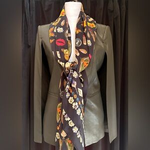 BCBGMaxAzria Army Green Faux Cape Blazer | XXS